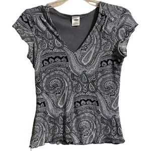 Y2K Black and Grey Top